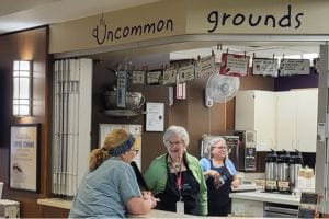 volunteers in hospital coffee shop