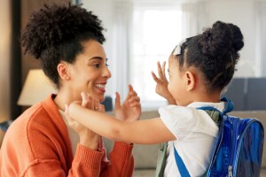 mother and child back to school