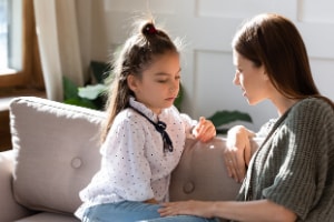 mother and daughter talking