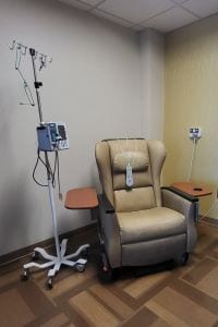 empty tan infusion chair